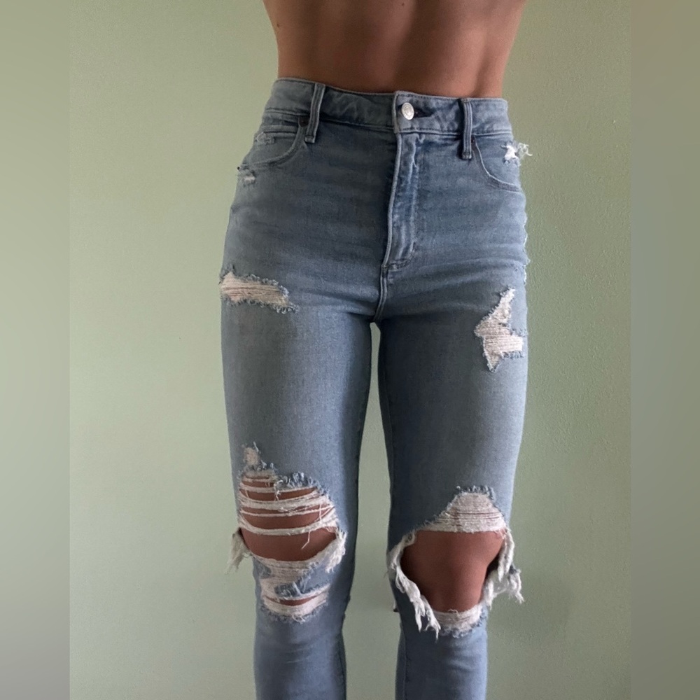 Abercrombie & Fitch Light Blue Distressed Skinny Jeans